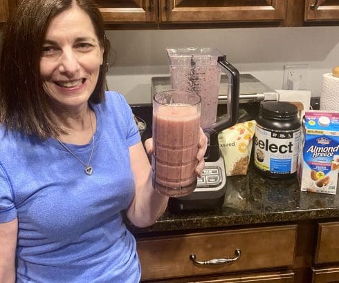 Dr. Barbi Kaplan-Frenkel with smoothie