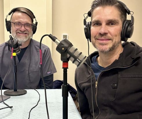 Dr. Michael Guiou podcasting with Dr. Mitch Winkler