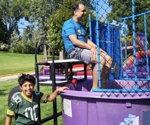 Dr. Kamal Abbi and son at Rock Cancer